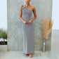 Robe rayée slim à une épaule et lacets pour femme