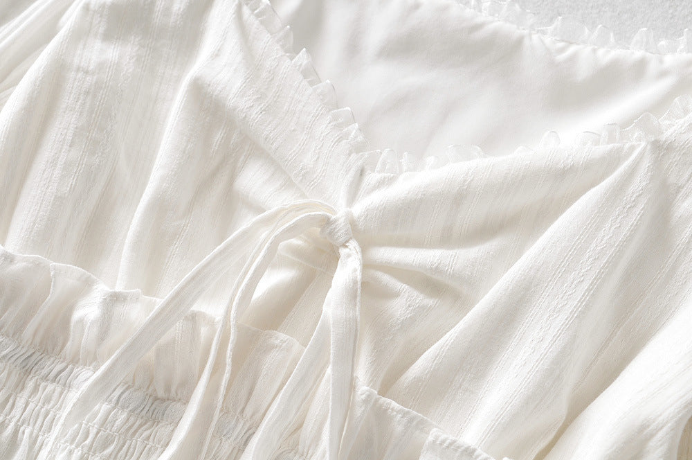 New Style Square Collar Lace Lantern Sleeve Short Shirt