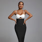 Robe longue à bandes, sexy, couleur unie, col en V, dos nu, pour soirée, club