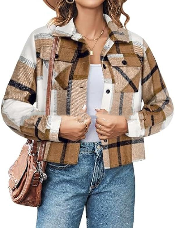 Women's Fashion Short Plaid Jacket