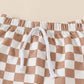 Summer Boys' And Kids' Popular Short Top Plaid Shorts Two-piece Set