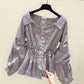 Western Style Puff Sleeve White Shirt Women's Top