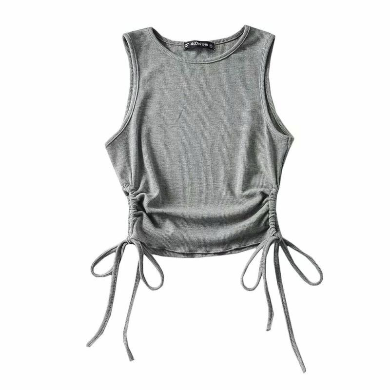 Women's Fashion Slim Side Drawstring Sleeveless Tank Top