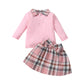 Nouveaux vêtements pour enfants : chemise à manches longues, jupe à carreaux, ensemble