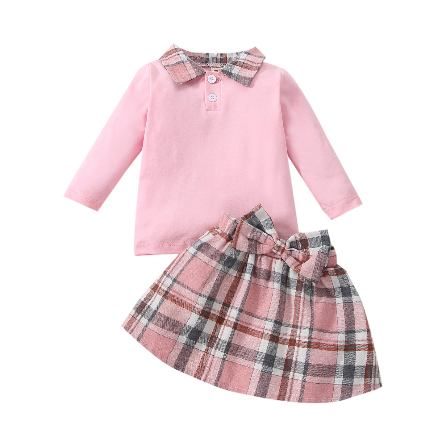 Nouveaux vêtements pour enfants : chemise à manches longues, jupe à carreaux, ensemble