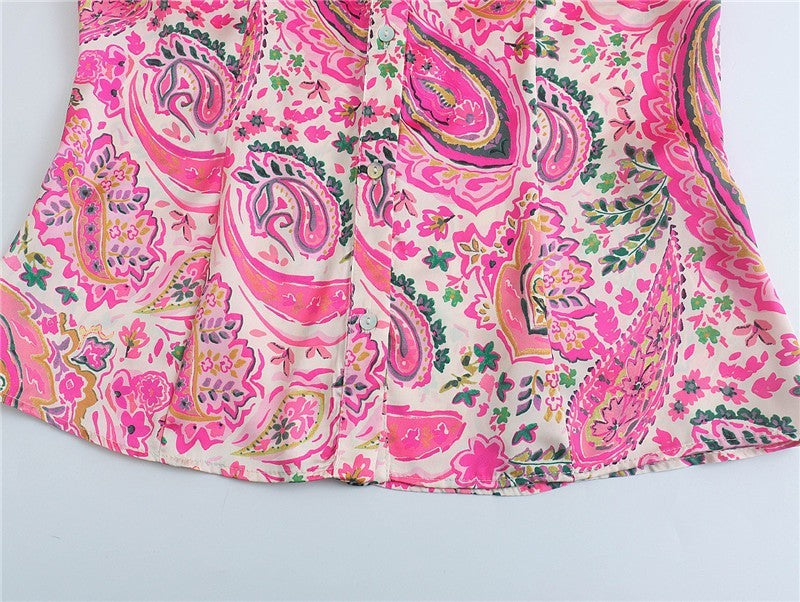 New Women's Retro Casual Printed Shirt Top