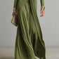 Solid-color Textured Long-sleeve Elegant French-style Dress