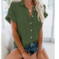 Short Sleeve Ladies Lapel Button Button Shirt Top