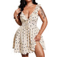 Deep V-neck Backless Polka-Dot Halter Strap Dress
