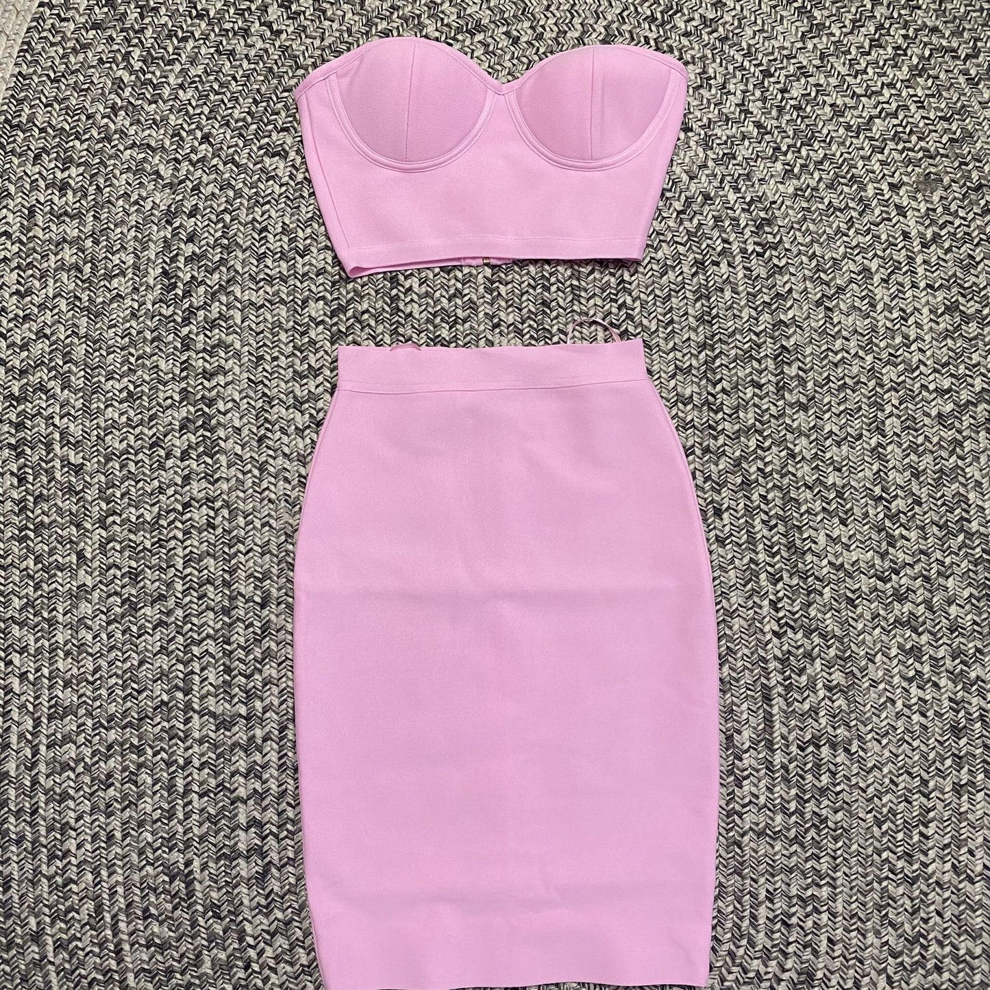 Tube Top High Waist Short Skirt Two-piece Set