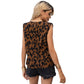Women's Round Neck Floral Chiffon Shirt Loose Short Sleeve Top