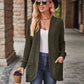 Autumn Solid Color Sunken Stripe Brushed Stitching Long Sleeve Cardigan Jacket