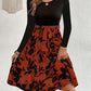 Robe à manches longues et col rond à imprimé floral, coupe ajustée, vêtements pour femmes