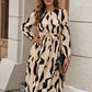 Fashion Elegant Tied Printed Midi Skirt Dress