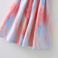 European And American Retro V-neck Satin Tie-dye Wrap Waist Tie Jumpsuit
