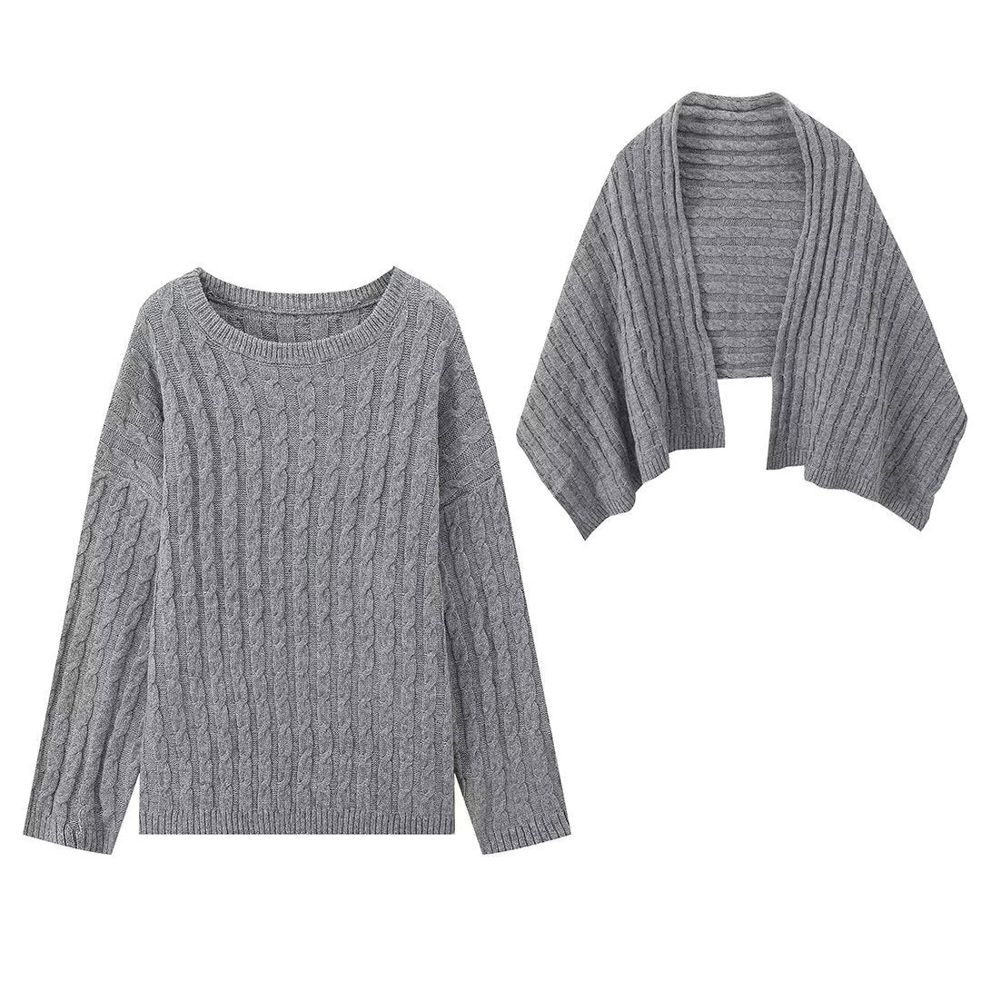 Pull tricoté minimaliste à manches longues pour femme