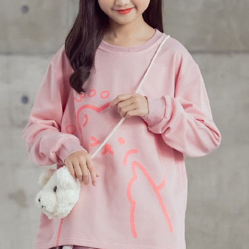 Pull en coton à manches longues pour filles, tenue d'automne pour enfants