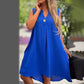 Summer V-neck Sleeveless Dress With Button Decoration Solid Color Casual Loose Straight Dresses Womens Clothing