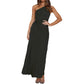 Women's Summer Drawstring Ruffle Shoulder Waist Hollow Dress