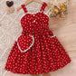 Polyester Children's Heart Printing Stitching Lace Hanging A- Line Skirt
