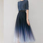 Mesh High Waist Large Swing A- Line Gradient Skirt
