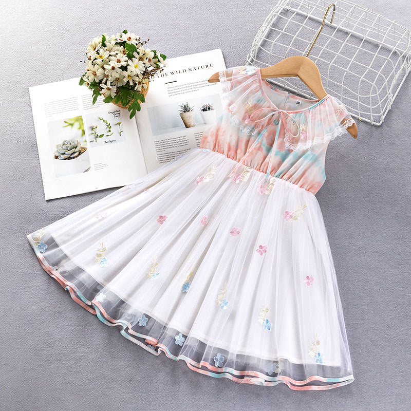 Robe d'été pour fille en mousseline de soie, gilet tendance, jupe princesse