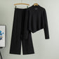 Women's Irregular High Waist Pants Knitted Two-piece