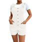 Women's Solid Color Strap Button Pocket Jumpsuit