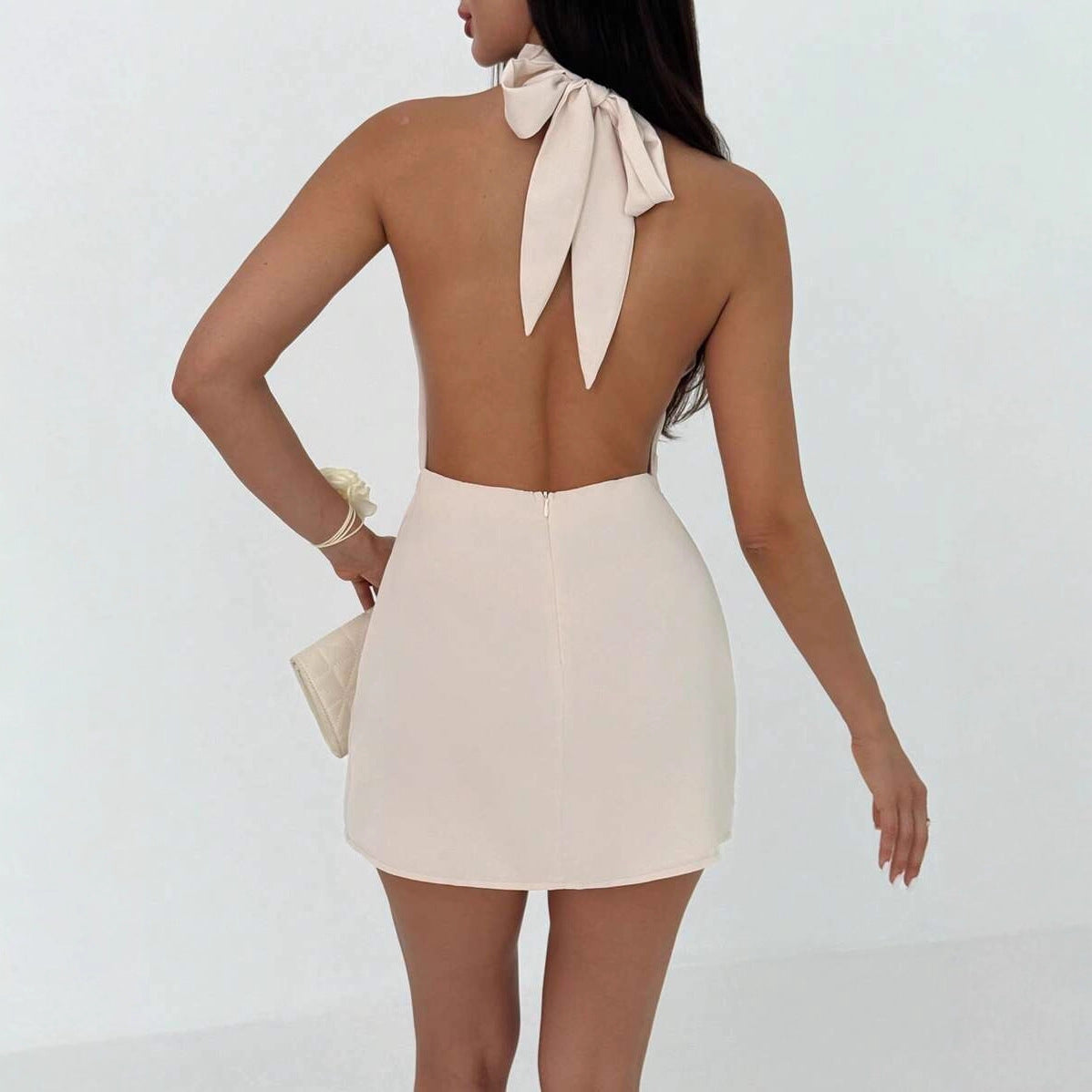 Womens Minimalist Backless Party Dress