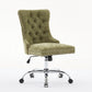 A&A Furniture Office Chair,Modern Chenille Upholstered Tufted Button Home Office Chair With Chrome Metal Base,Adjustable Desk Chair Swivel Office Chair Gree