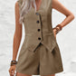 V-neck Buttons Decorative Vest Shorts Short Suit