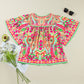 Women's Fashion Colorblock Printed Chiffon Shirt