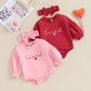 Children's Solid Color Romper Hair Band Set