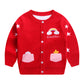 Autumn And Winter Girls Knitted Cardigan Pony Fake Pocket Cotton Double Layer Warm Sweater