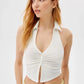 Pure Desire Personality Lapel Halter Design Top