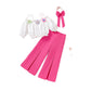 Bow Blouse With Polka Dot Rose Red Pants