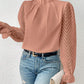 Women's Half-turtleneck Stitching Wavy Chiffon Long-sleeved Top