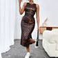 Sexy Mid-Length Leopard-Print Dress In European And American Style
