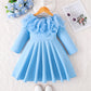Solid Color Long Sleeve Lace Collar Princess Dress