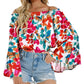 Women's Solid Color Printed Long Sleeve Chiffon Shirt