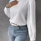 European And American Spring Round Neck Lantern Sleeve Solid Color Unity Long Sleeve Temperament Solid Blouse