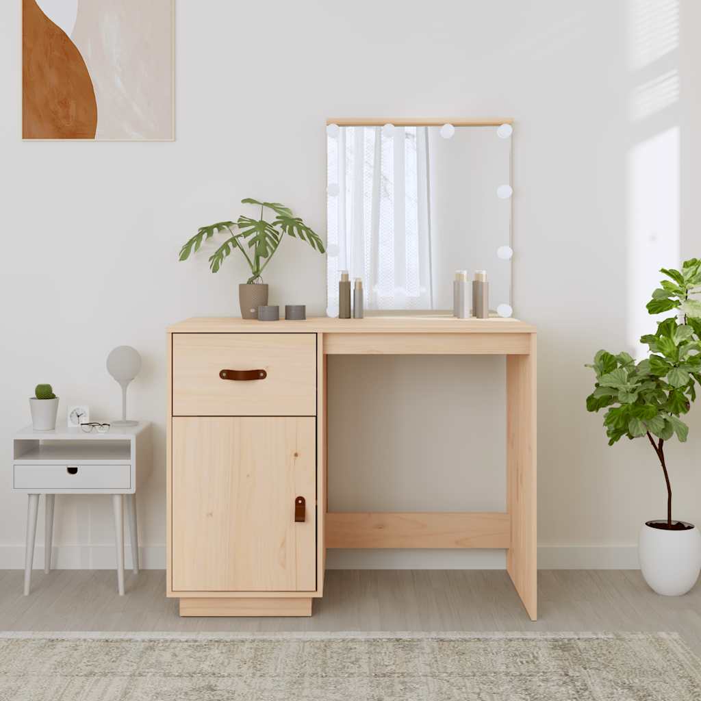 dressing table with LED lighting, 95x50x133.5 cm, solid pine wood