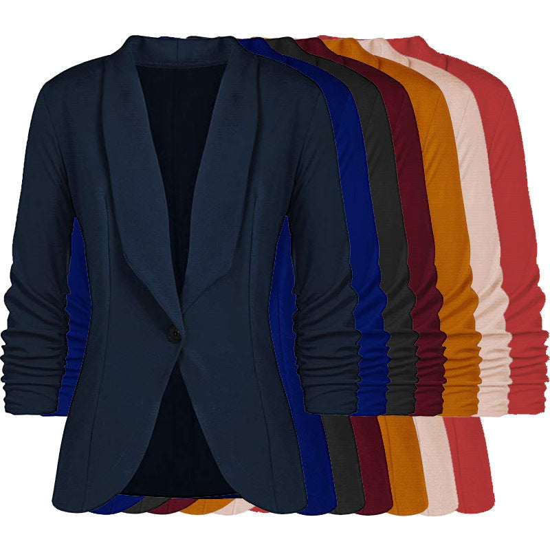 Fall Women's Clothing Pleated Sleeve Work Office Jacket Small Suit