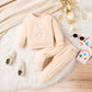 Printed Bear Pullover Sweater Pleated Trousers Sports Suit