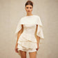 Irregular Design Backless Lace-Up Camisole Cloak Two-Piece Set