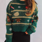 Short Pullover Green Christmas Sweater For Women