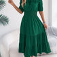 Casual Off-shoulder Ruffled Short-sleeve Belted Waistline Maxi Dress
