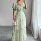 Lotus Sleeve Printed Slim Elegant Dress