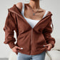 Veste cardigan à capuche décontractée avec poches, manteau de sport ample pour femme, vêtements d'extérieur solides, hiver et automne