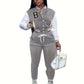 Letter Color Matching Jacket Single-breasted Letter Printed Baseball Uniform Sports Suit
